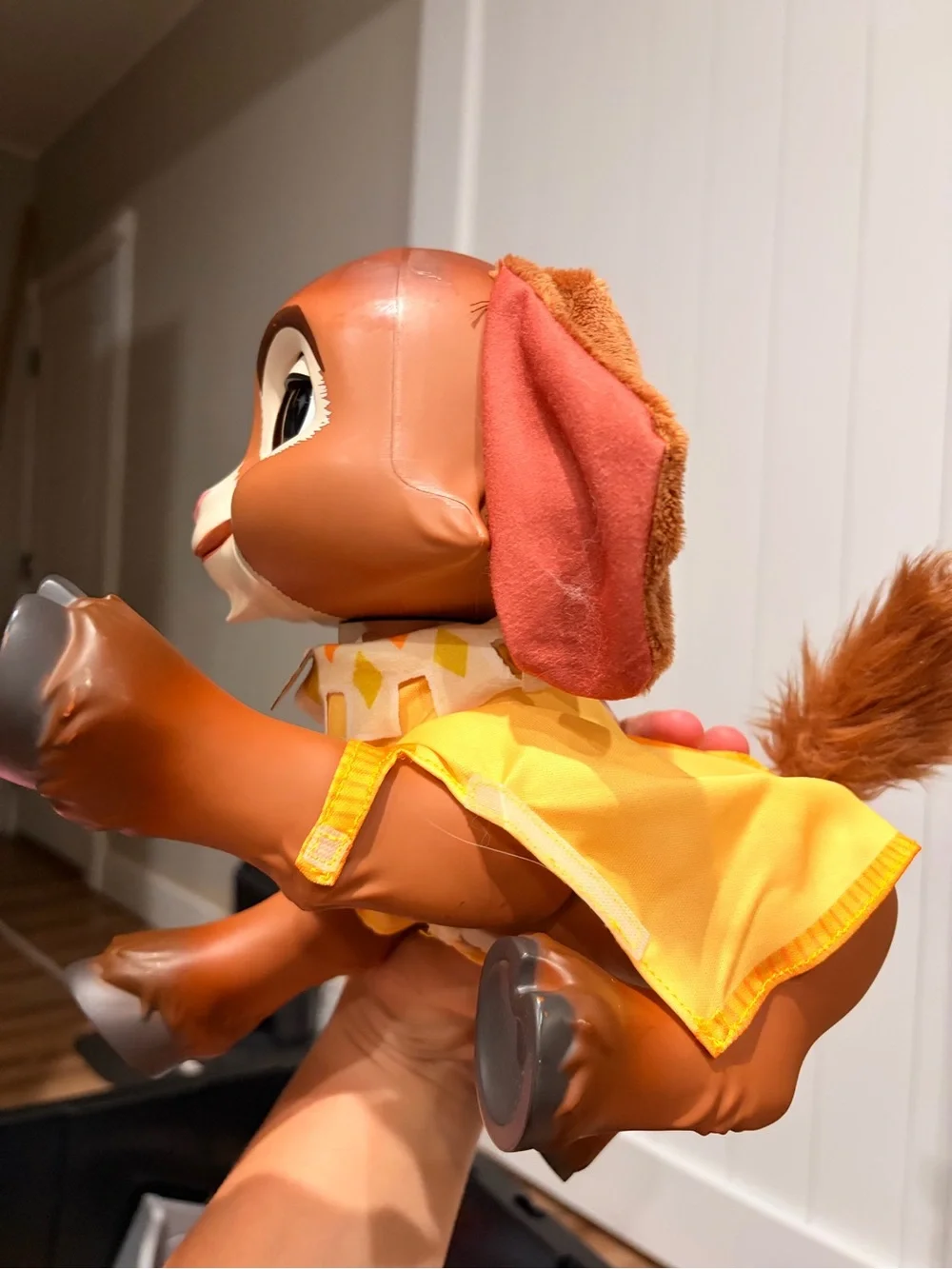 Disney Brown and Orange Bunny Plush with Yellow Outfit